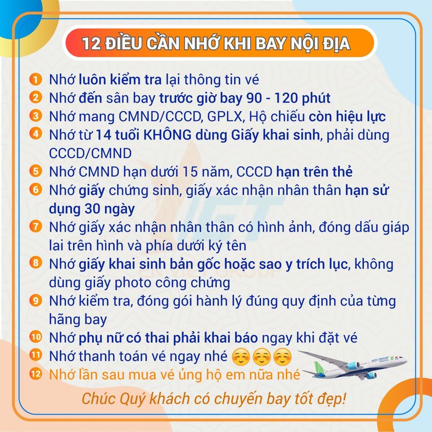 12 điều Cần Nhớ Khi Bay Nội địa